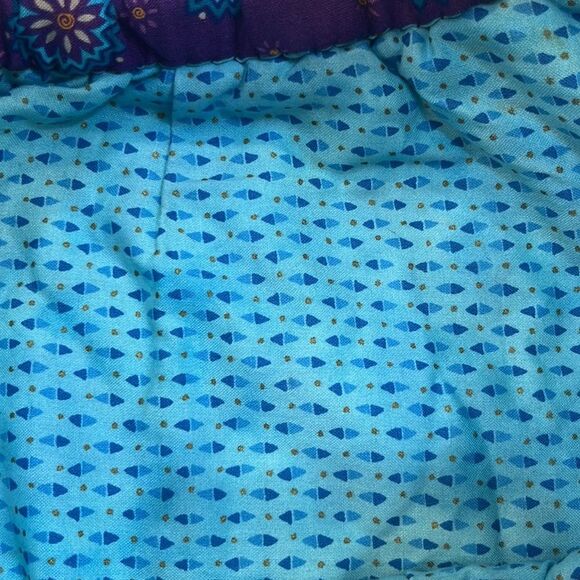 Purple and Teal Bohemian Floral Shoulder Bag with Wooden Handles - Picture 7 of 7